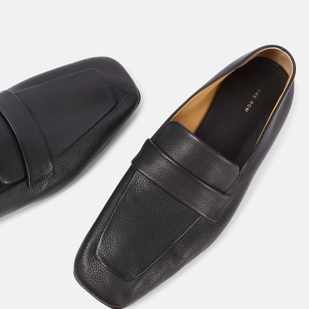 The Row Black Leather Loafers